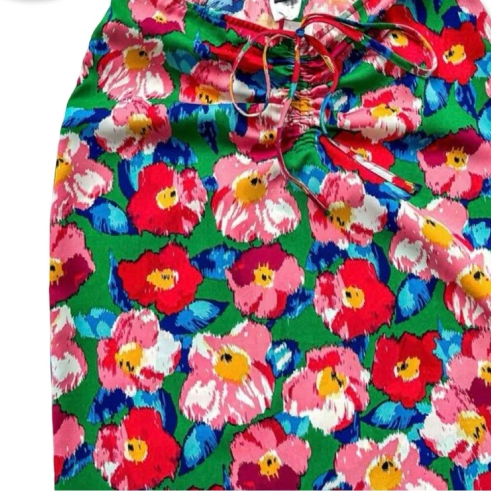 Colorful Floral Maxi Skirt + Top Set | Adjustable Top / Ruched Skirt | S | NWOT